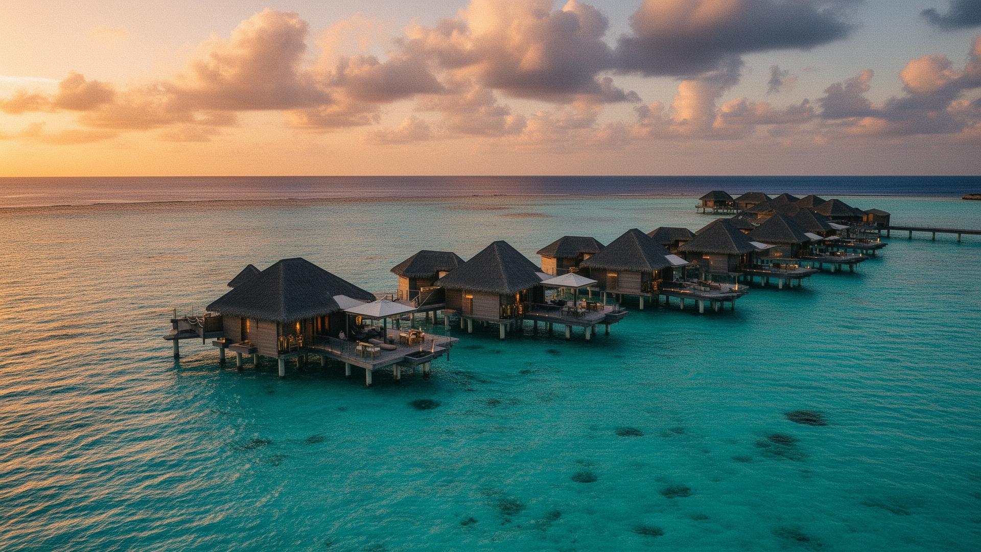 Suite d'hôtel raffinée ouverte sur un lagon