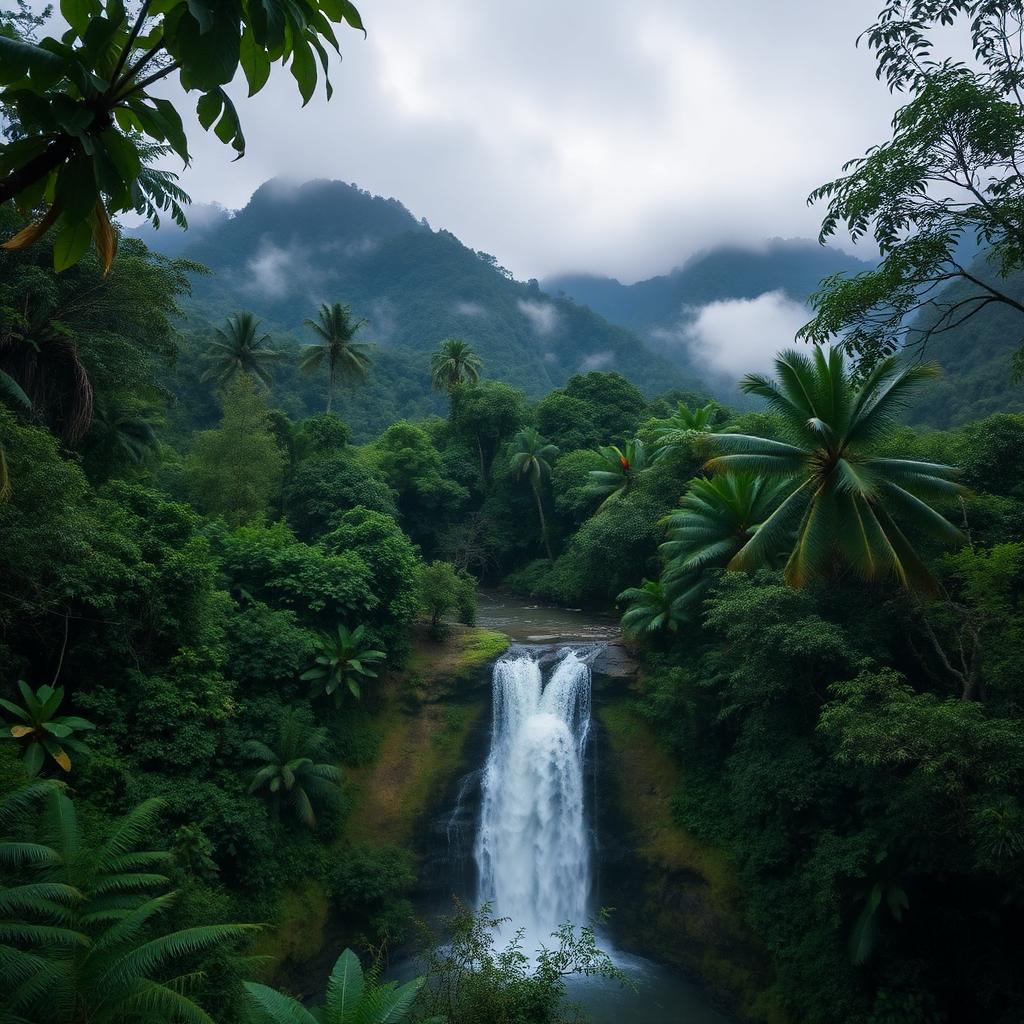 Forêt tropicale et cascade au Costa Rica en janvier