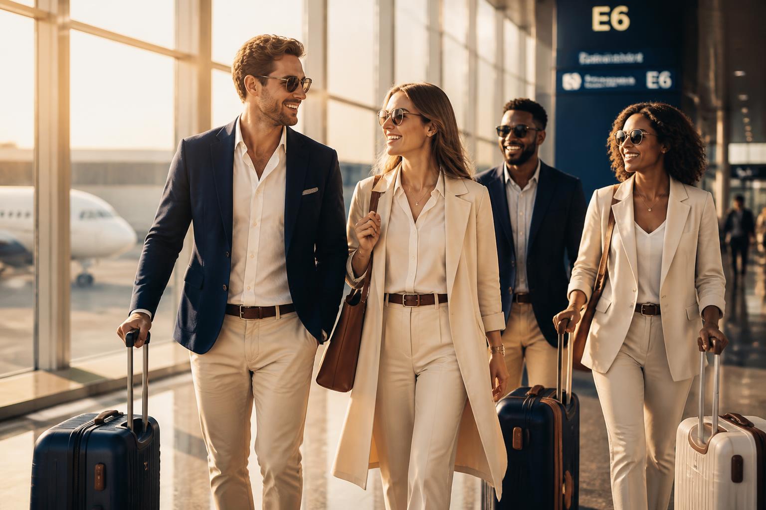 Voyageurs avec leurs bagages dans un terminal d'aéroport